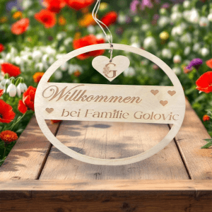 Personalisiertes Familienschild / Türschild aus Holz