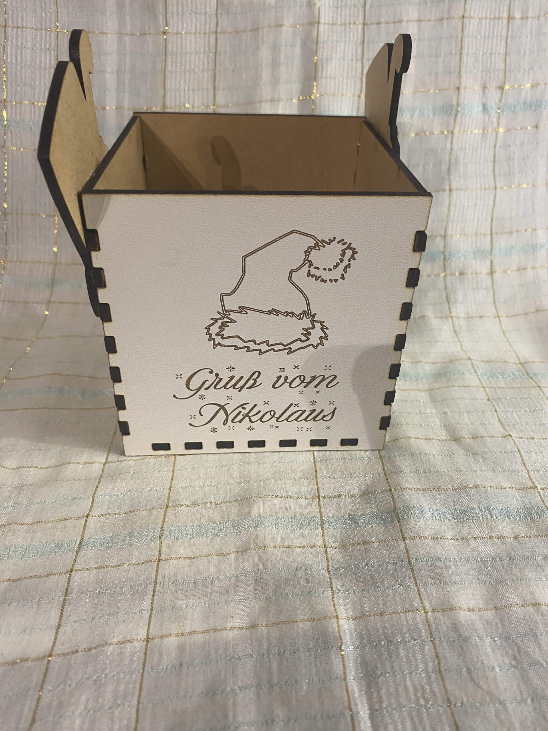 Nikolaus Geschenkbox Holz 10x10 cm – Bild 3