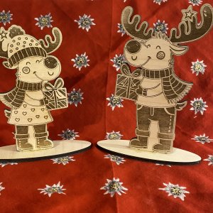 SVG-Datei Elchpaar mit Geschenk