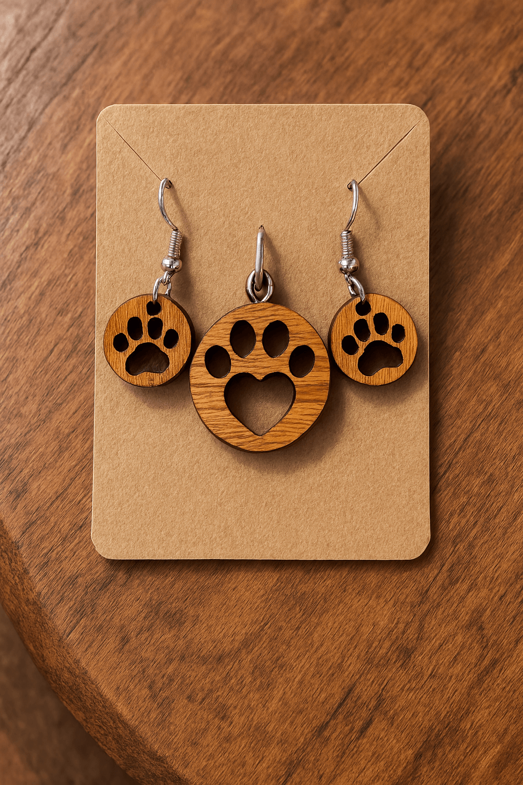 Pfoten Schmuck aus Holz – Ohrringe & Anhänger handgemacht