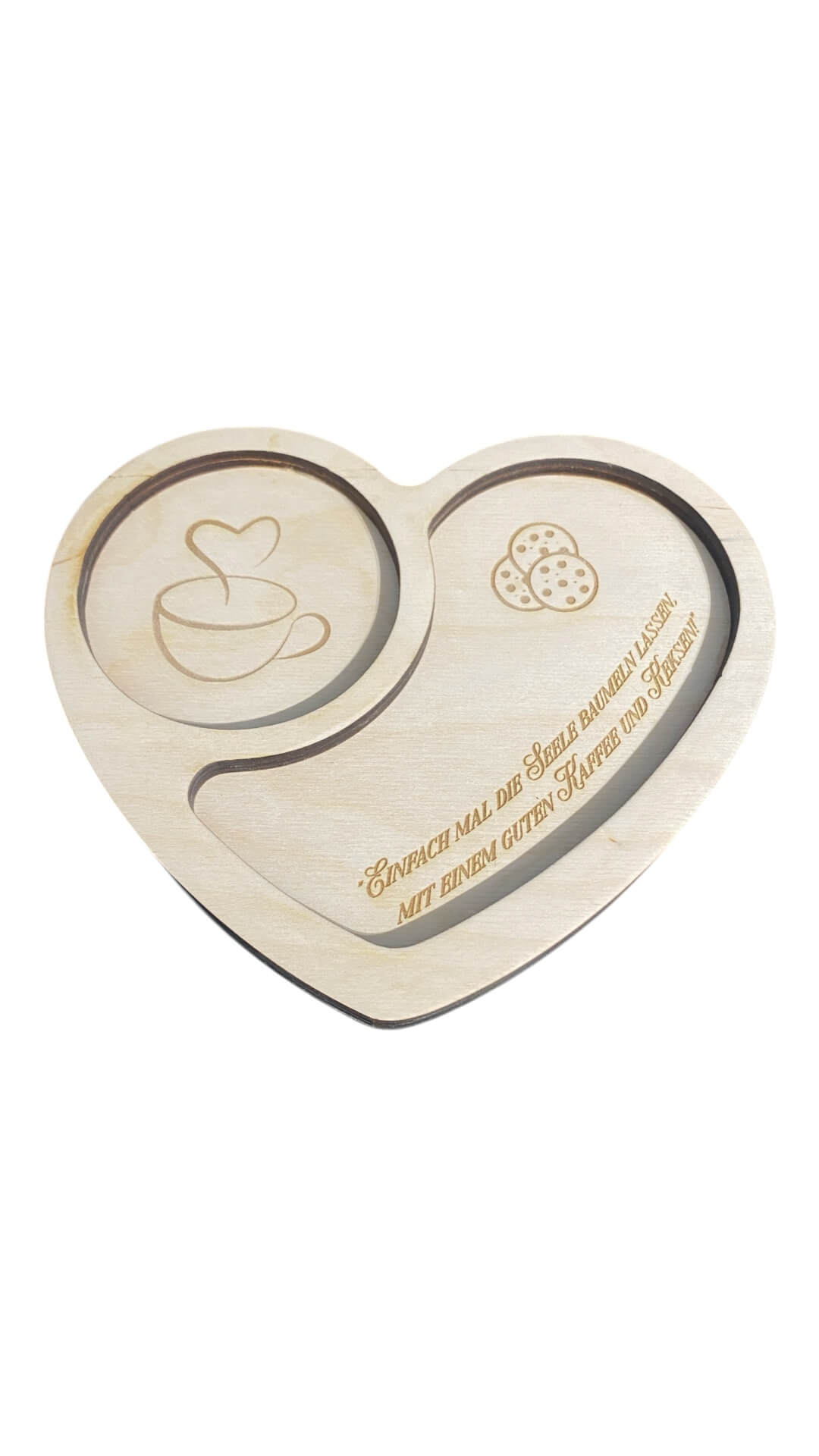 Holz Untersetzer Herz – Kaffee oder Tee
